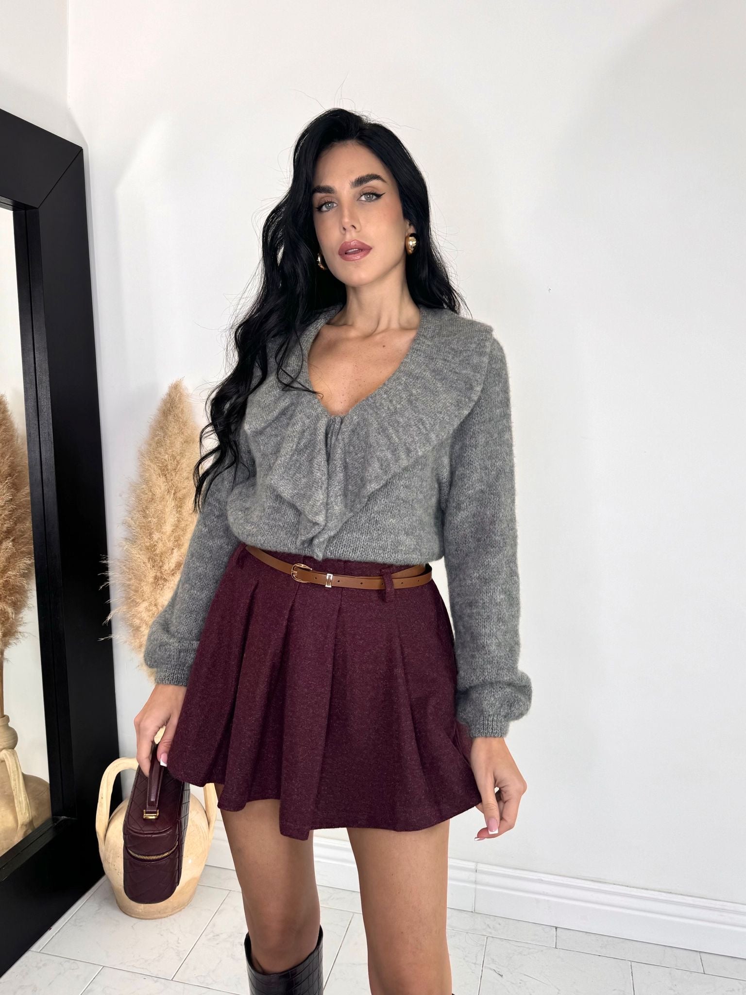 Gonna plissè bordeaux