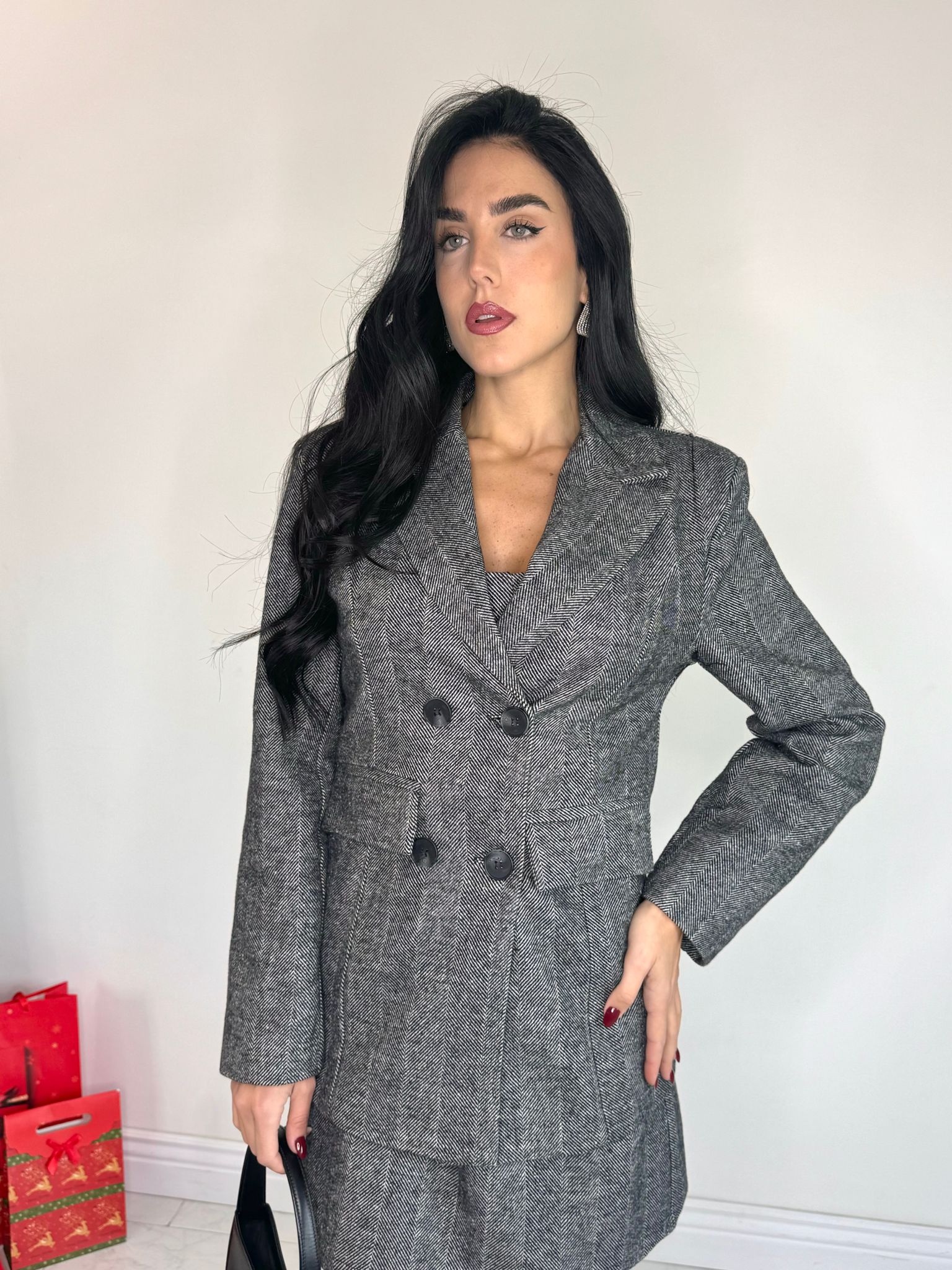 Blazer lana rasata doppiopetto