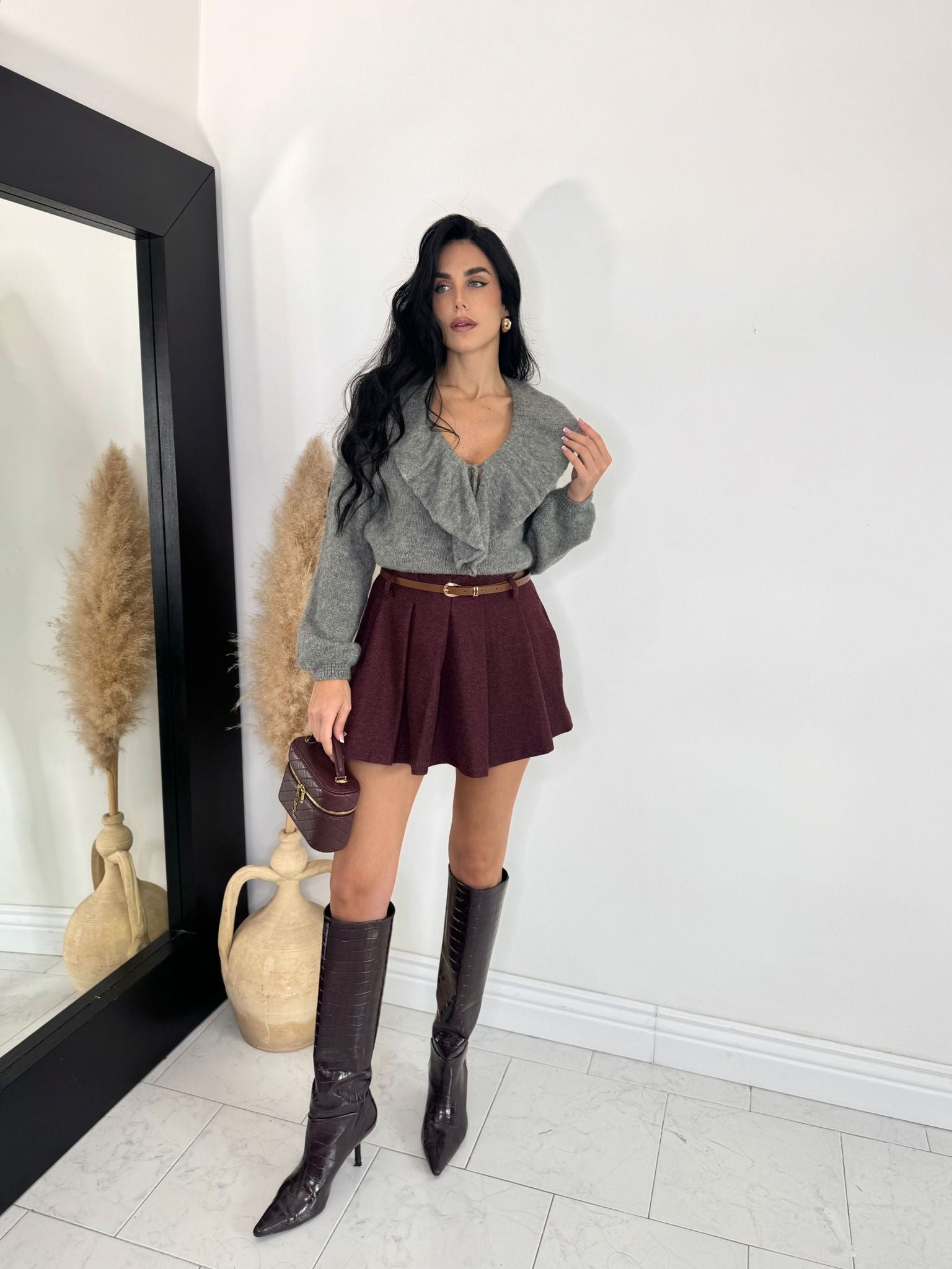 Gonna plissè bordeaux